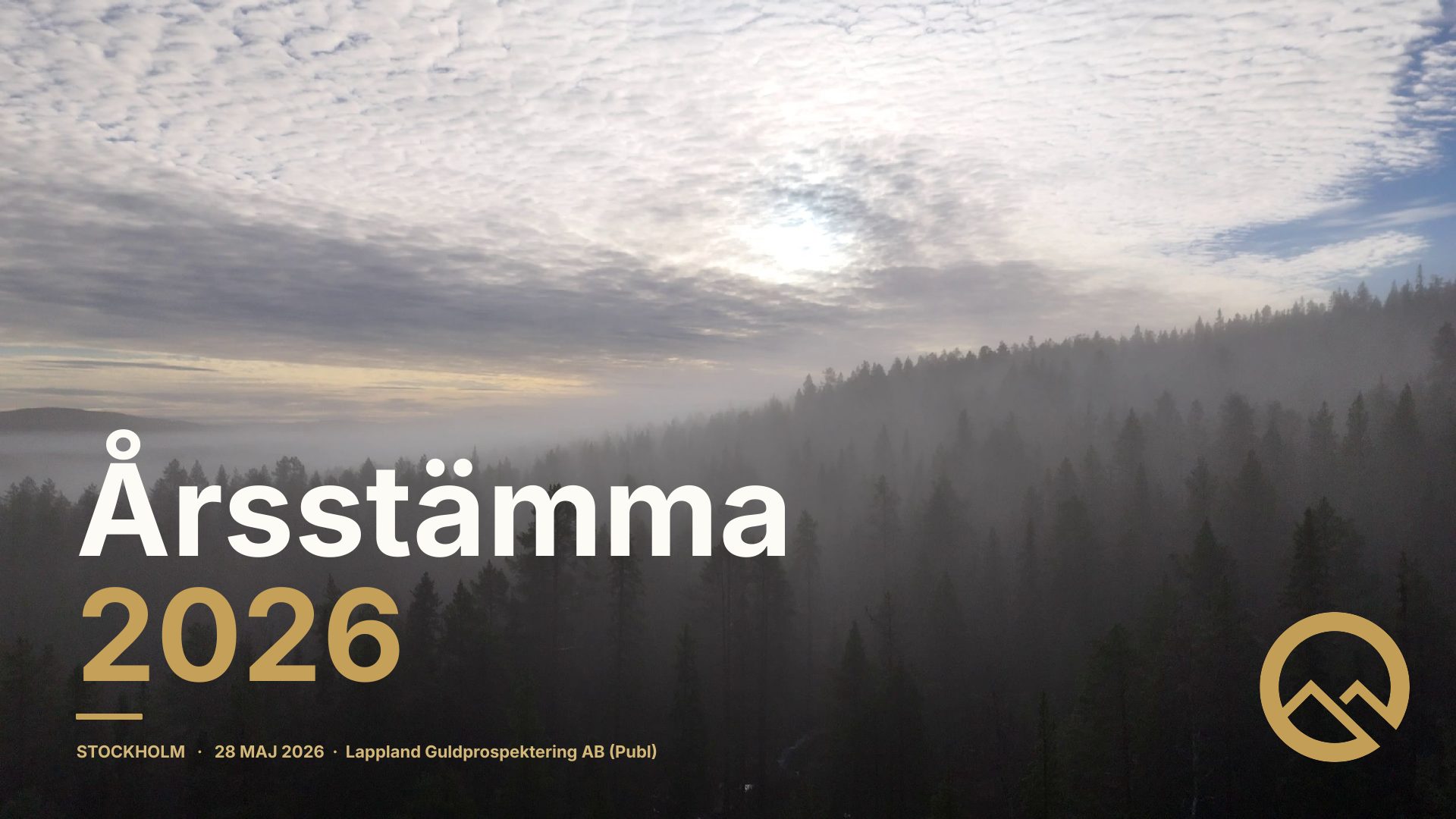 Front page of the meeting presentation: Annual General Meeting 2026, Stockholm 28 May 2026